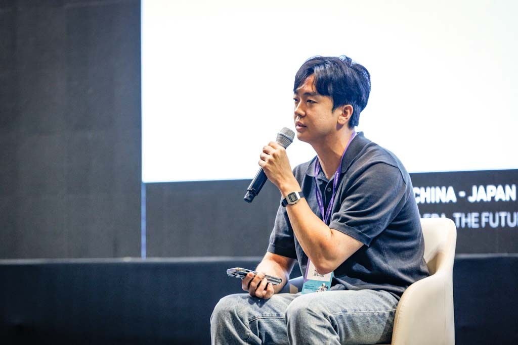 質疑応答で、AIの視点について語るミンPD(主催者提供)