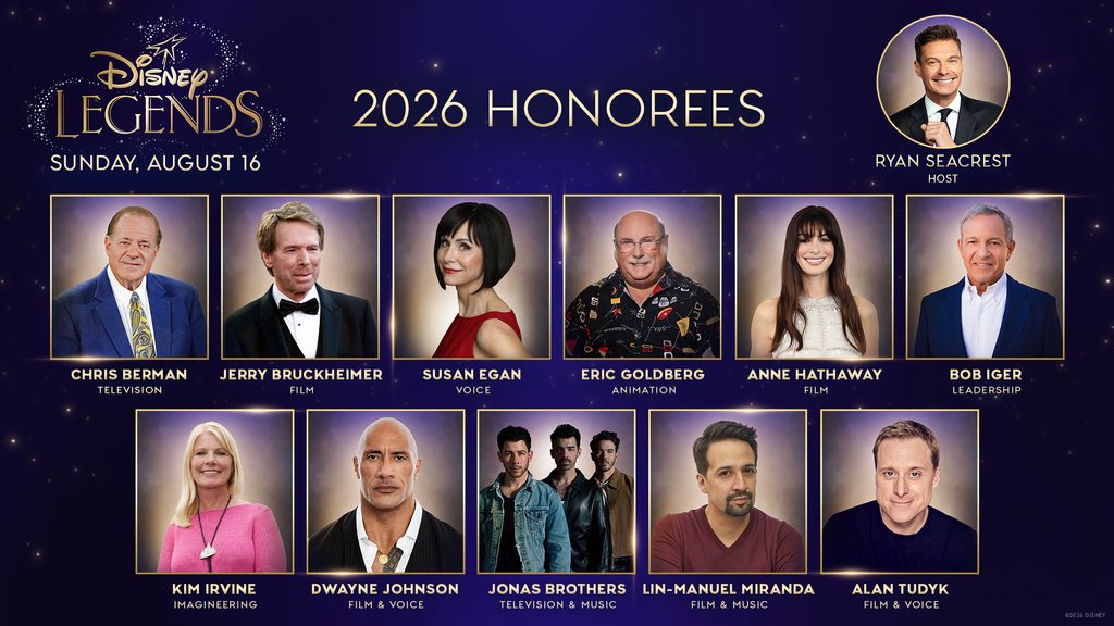 2026年の「ディズニー・レジェンド」に選ばれた11組。授賞式は8月16日に行われた（©2026 Disney）